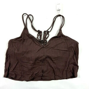 New Aerie Ribbed Crop Top Bralette brown Size Medium